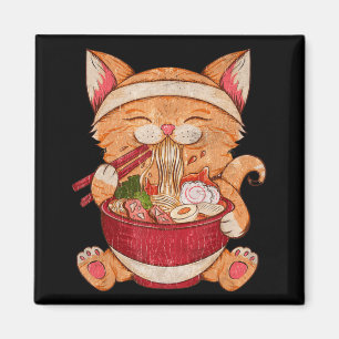 Imã Vintage Ramen Cat Comida Japonesa Raparigas Animas