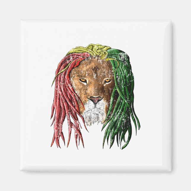Imã Vintage Rasta Reggae Lion (Frente)