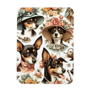 Ímã Vintage Rat Terrier Seamless