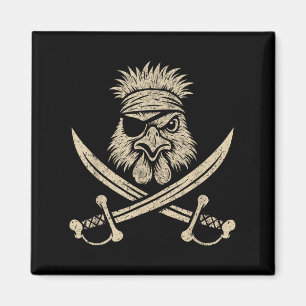 Imã Vintage Rate Silkie Chicken E Crossbones Fazenda A