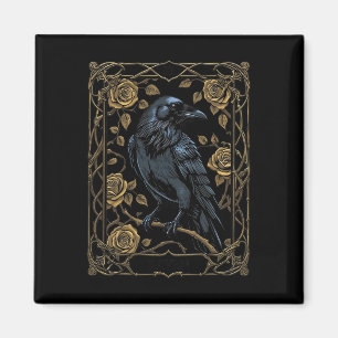 Imã Vintage Raven Tarot Card Gothic Wiccan Pagan Witan