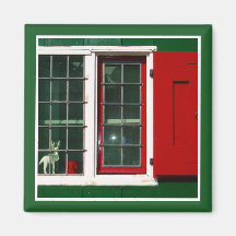 Vintage Red Green White Window Photo