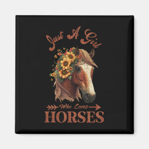 Imã Vintage Retro Apenas Uma Menina Que Ama Cavalos9