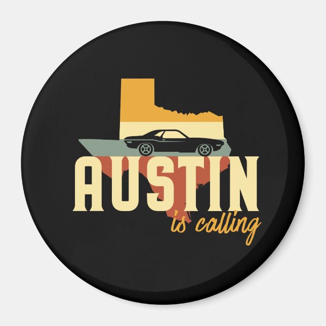 Imã Vintage Retro Austin Texas TX USA City Map (Frente)