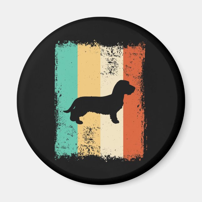Imã Vintage Retro Dachshund Wirehaired (Frente)