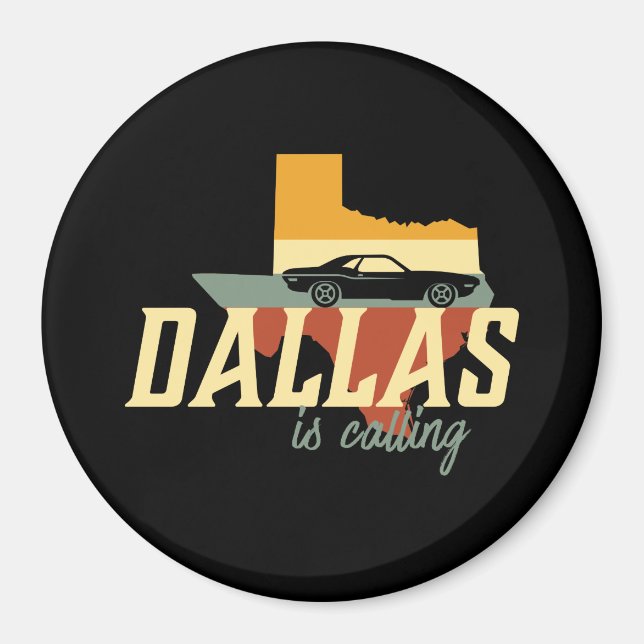 Imã Vintage Retro Dallas Texas USA City Map (Frente)