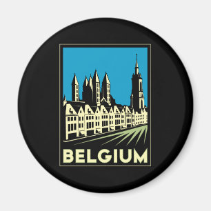 Imã vintage retro do viagem do art deco de Bélgica