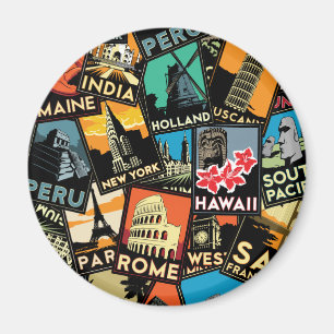 Imã Vintage retro Europa Ásia EUA dos posteres de
