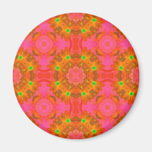 Imã Vintage Retro Floral Colorido Abstrato