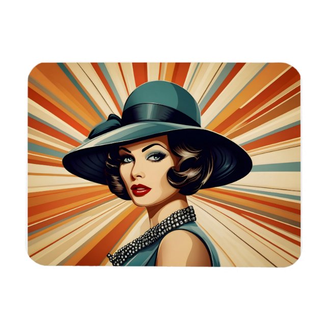 Ímã Vintage retro mulher (Horizontal)