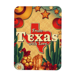 Ímã Vintage Retro Natal Do Texas Com Amor