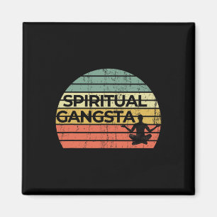 Imã Vintage Retro Pôr-do-Sol Engraçado Yoga Espiritual