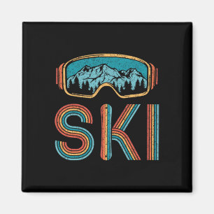 Imã Vintage Retro Skiing 80s 90s esquiadores de neve M