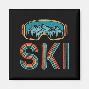 Imã Vintage Retro Skiing 80s 90s esquiadores de neve M