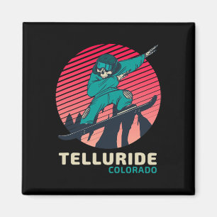 Imã Vintage Retro Snowboard Skeleton Telluride Colo