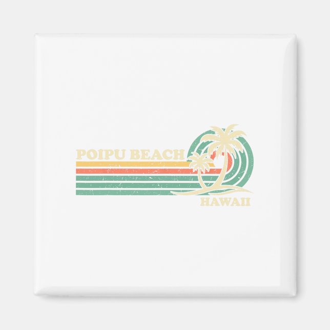 Imã Vintage Retro Summer Vacation Hawaii Poipu Beach (Frente)