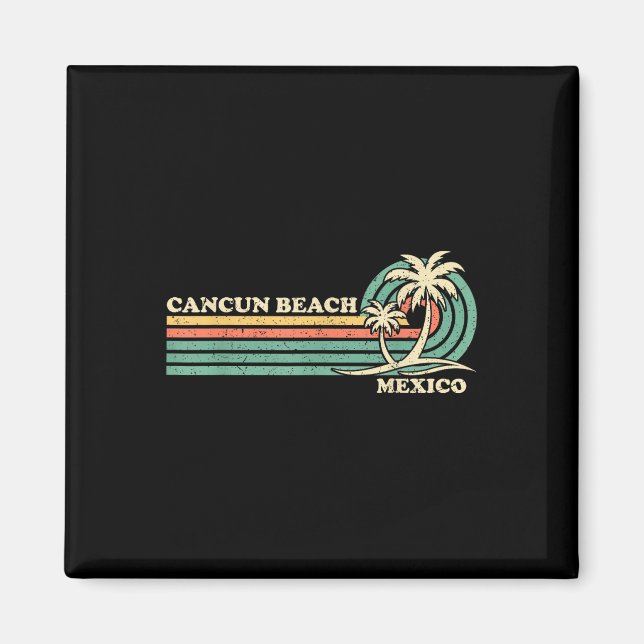 Imã Vintage Retro Summer Vacing México Cancun Beach (Frente)