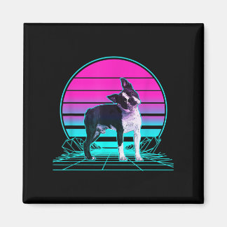Imã Vintage Retro Sunset Boston Terrier T-Shirt