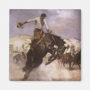 Imã Vintage Rodeo Cowboy, Breezy Riding by WHD Koerner