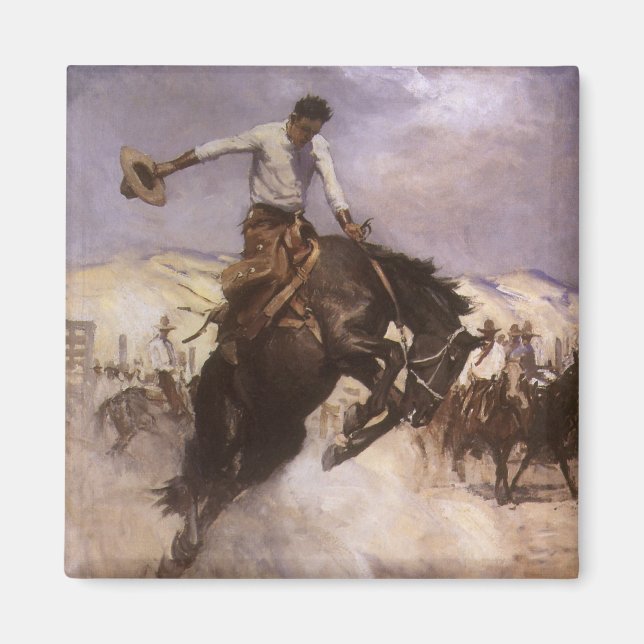 Imã Vintage Rodeo Cowboy, Breezy Riding by WHD Koerner (Frente)