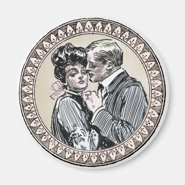 Imã Vintage Romance Casal: Antigos Rosas Apaixonados G (Frente)