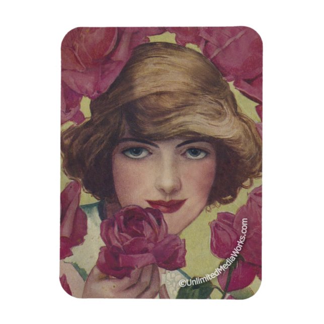 Ímã Vintage Rosa Girl (Vertical)