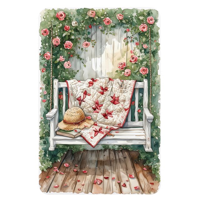 Ímã Vintage Rosa Swing com Quilt Charm (Vertical)