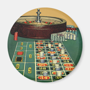 Imã Vintage Roulette Mesa Casino Game, Chips para Jogo