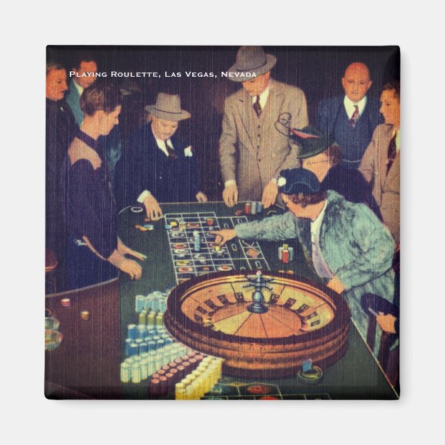 Imã Vintage Roulette Scene, Las Vegas, Nevada (Frente)