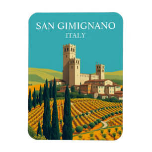 Ímã Vintage San Gimignano Itália Towers Viagem