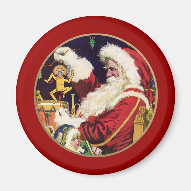 Imã Vintage Santa Claus Natal Magnet (Frente)
