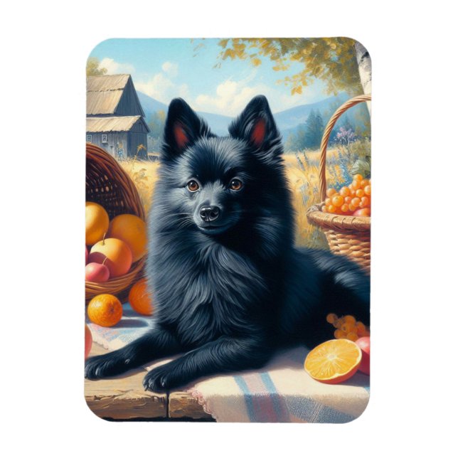 Ímã Vintage Schipperke Puppy Painting (Vertical)