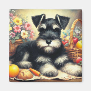 Imã Vintage Schnauzer Pintura