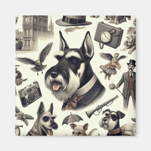 Imã Vintage Schnauzer Seamless