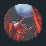 Imã Vintage Science Fiction, Canyon Space Moon Rover<br><div class="desc">Ilustração vintage: planetas futuristas de ficção científica e imagem espacial. Uma vista de um cânion profundo olhando para cima em direção a um veículo de exploração espacial com uma lua grande e estrelas no céu noturno. Um clássico design de quadrinhos retrô de ficção científica.</div>