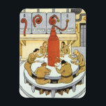 Ímã Vintage Science Fiction, Cientistas Labratórios Co<br><div class="desc">Ilustração Vintage Science Fiction futurística image laboratorial com um grupo de cosmonautas russos,  cientistas ou astronautas com intervalo jante. Eles estão comendo sua sopa de farinha líquida de grandes tubos. A sua comida inclui vitaminas,  hormonas e calorias! Design de ficção científica com retrô clássico de quadrinhos.</div>