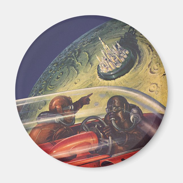 Imã Vintage Science Fiction, Futurística City on Moon (Frente)
