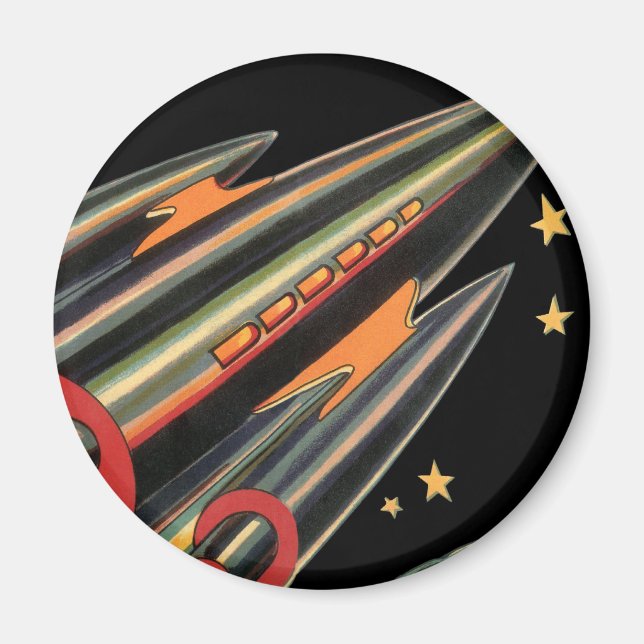 Imã Vintage Science Fiction Roket Ship by Space Stars (Frente)