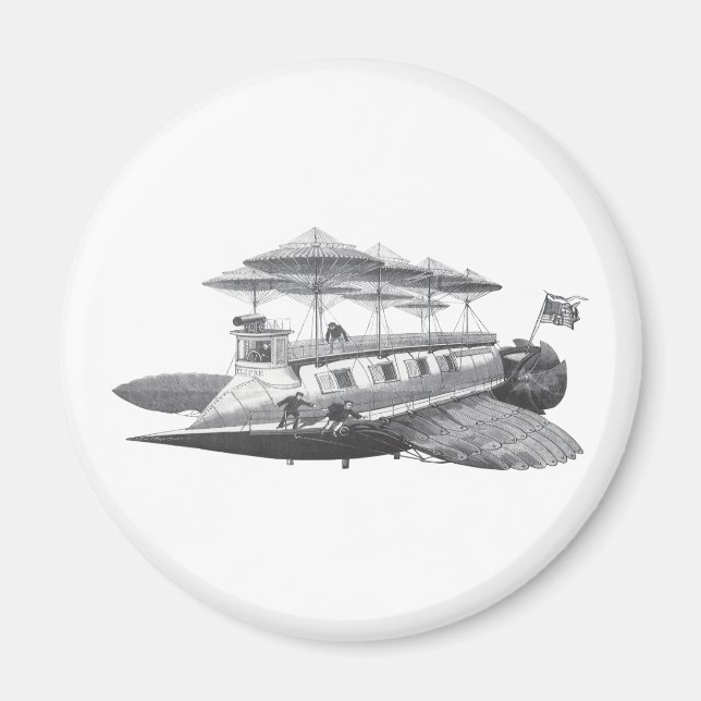 Imã Vintage Science Fiction Steampunk Airship Eclipse (Frente)