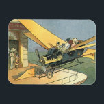 Ímã Vintage Science Fiction Steampunk Carro Convertíve<br><div class="desc">Ilustração venenosa viagem futurista vitoriana e ficção científica de transporte design com asas a vapor-punk apresentando um carro voador conversível. O motorista está prestes a aterrissar seu carro futurista (ou é um avião) na loja de chocolate no futuro. Um clássico design de ficção científica de quadrinhos retrô.</div>