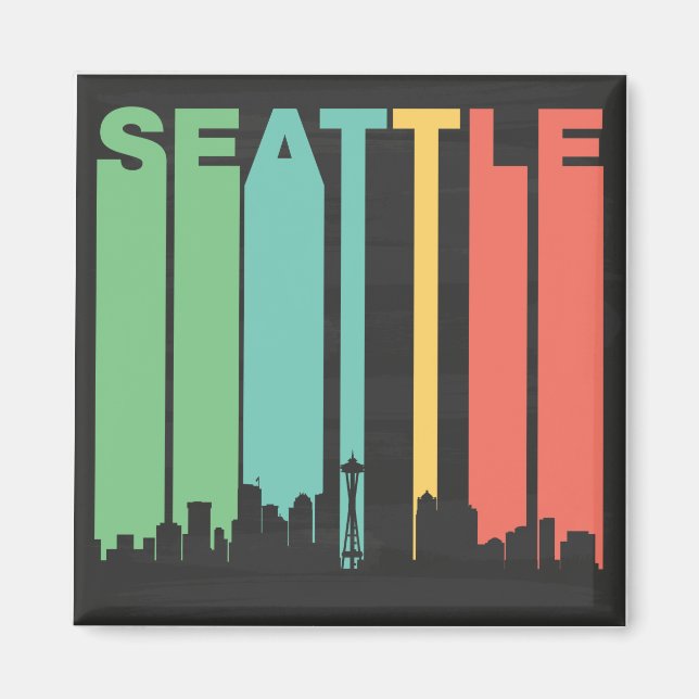 Imã Vintage Seattle Cityscape (Frente)