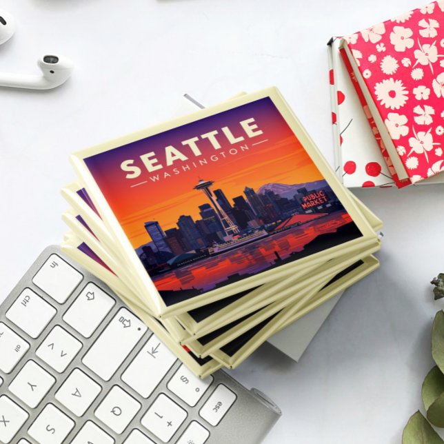 Imã Vintage Seattle Washington (Criador carregado)