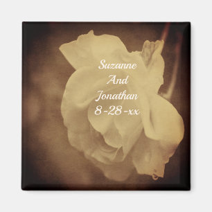 Imã Vintage Sepia Rosa Floral Wedding