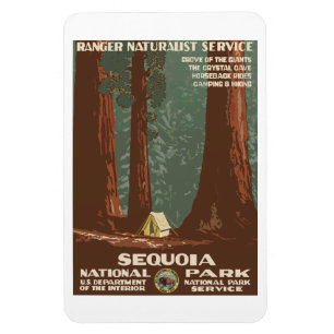 Ímã Vintage Sequoia Park CA, poster de viagens turíst
