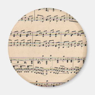 Imã Vintage Sheet Music Score Black and White Notes