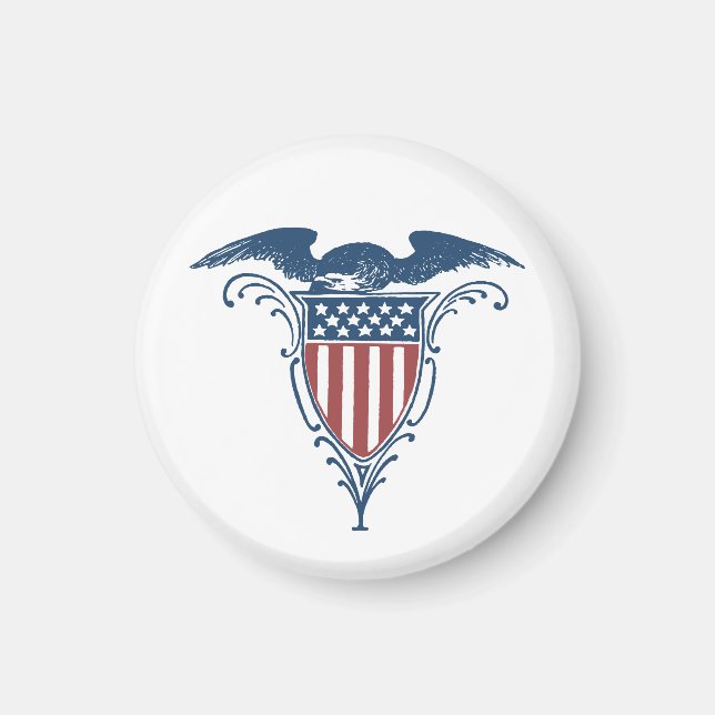 Imã Vintage Shield Red White Blue American Eagers (Frente)