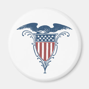 Imã Vintage Shield Red White Blue American Eagers