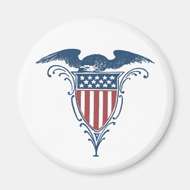 Imã Vintage Shield Red White Blue American Eagers (Frente)