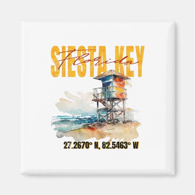 Imã Vintage Siesta Key Florida Beach (Frente)