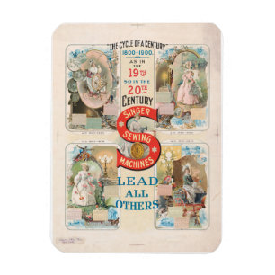 Ímã Vintage Singer Sewing Machine Ad